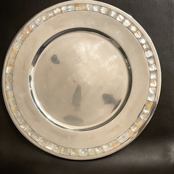 Pottery Barn Other - Vintage Pottery Barn Barona Round Platter Tray w/ mother of pearl inlay